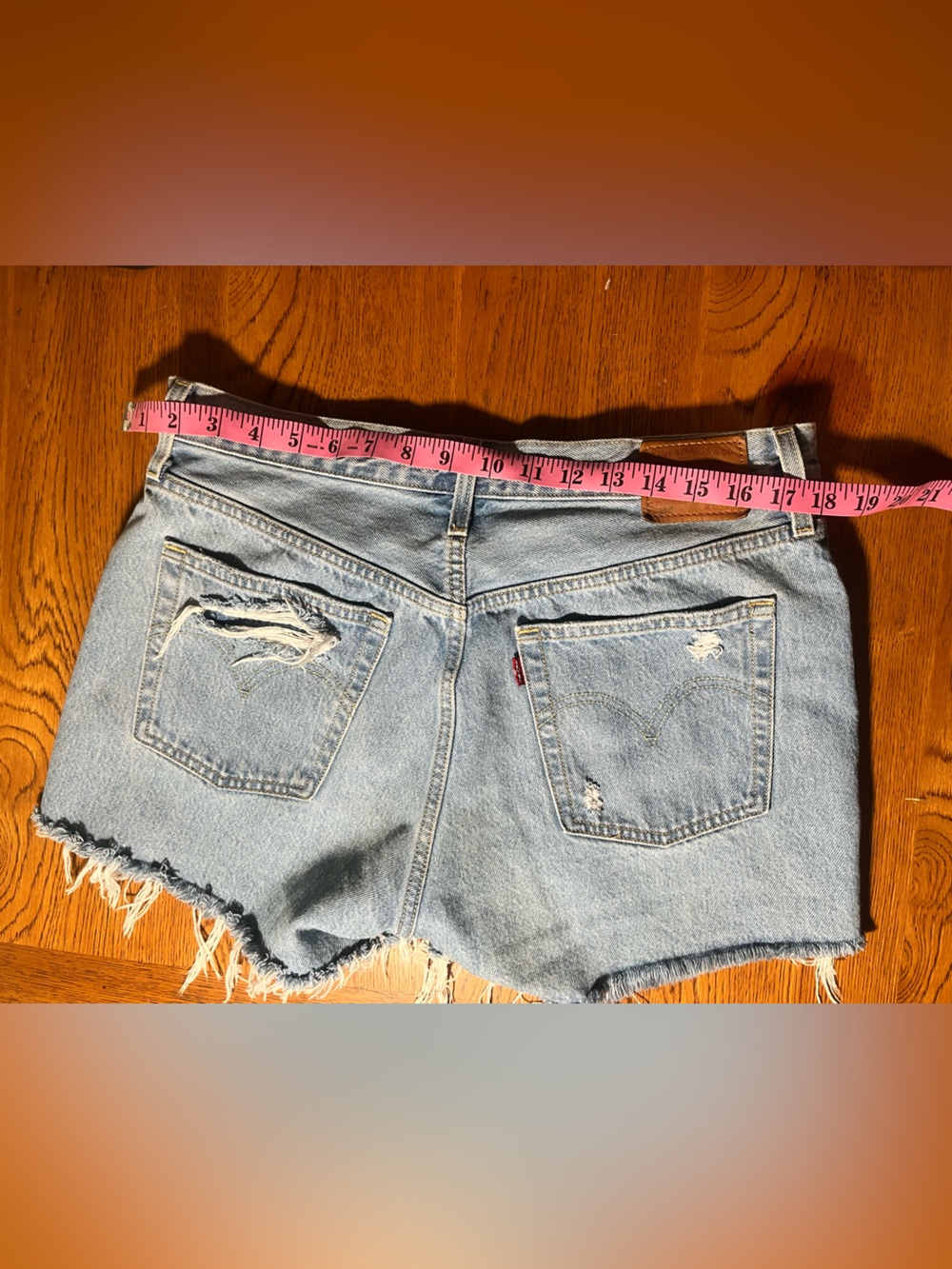 Levi's Light Blue Distressed Denim Cutoff Shorts - Picture 6 of 9